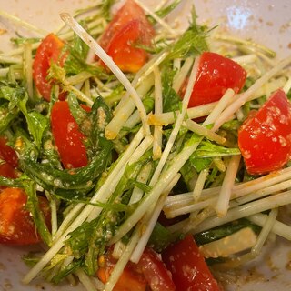ひたすら食べられる☆水菜とトマトのごま洋風サラダ